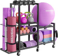 GYMIRO Premium 6-Tier Adjustable Home Gym Organizer – Rolling Storage Rack for Yoga Mats, Dumbbells & Fitness Accessories